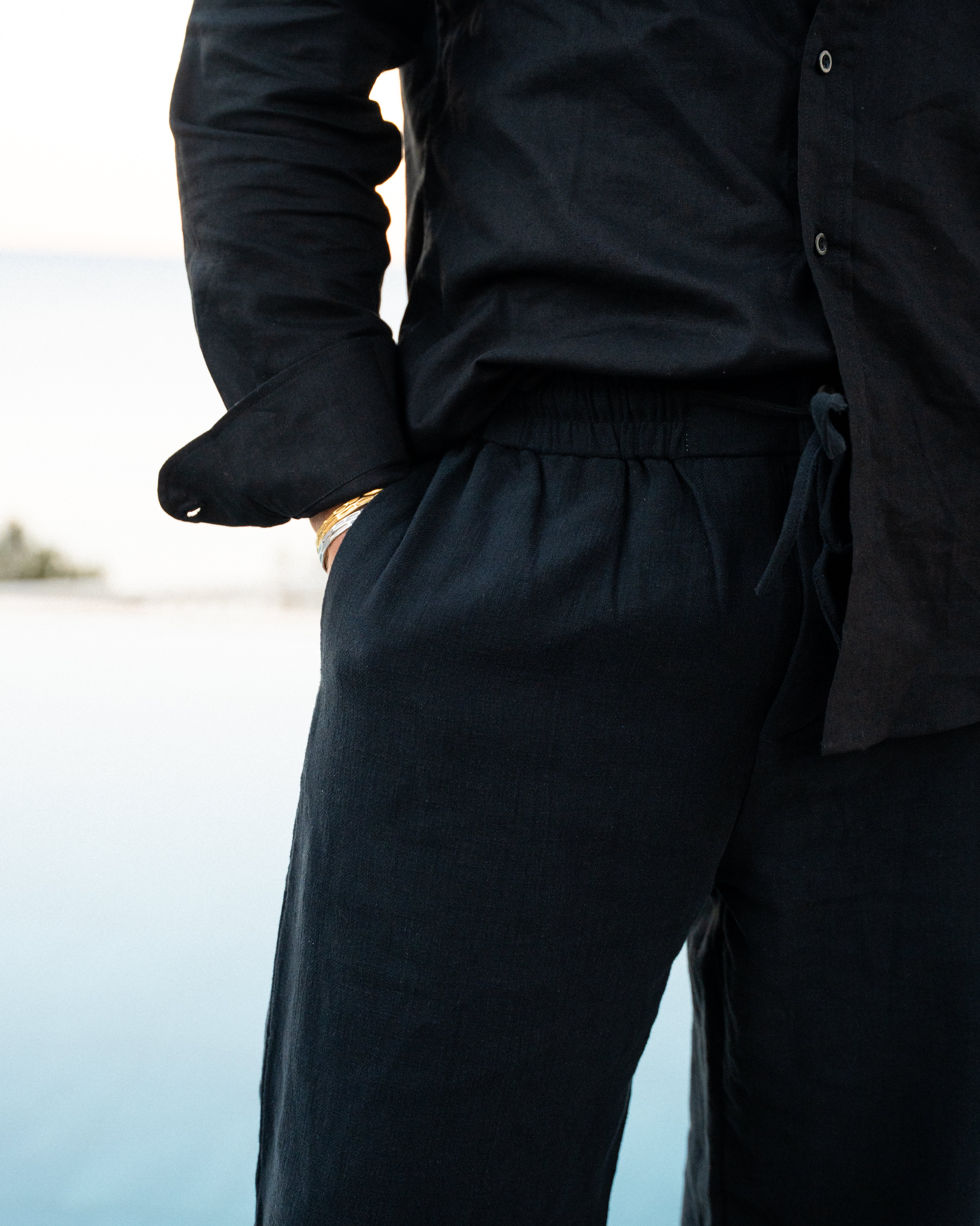 Biarritz Linen Trousers Black