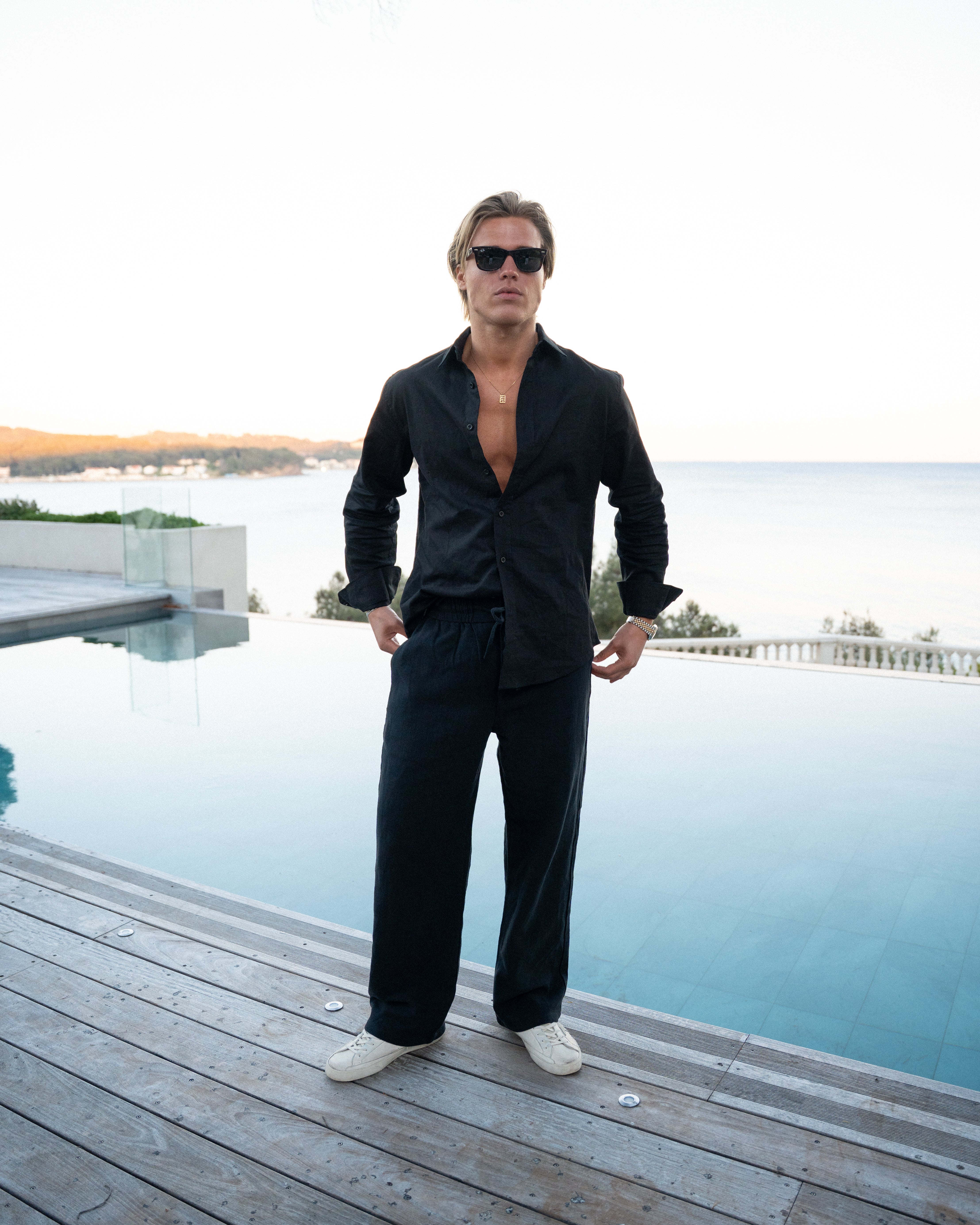 Biarritz Linen Trousers Black