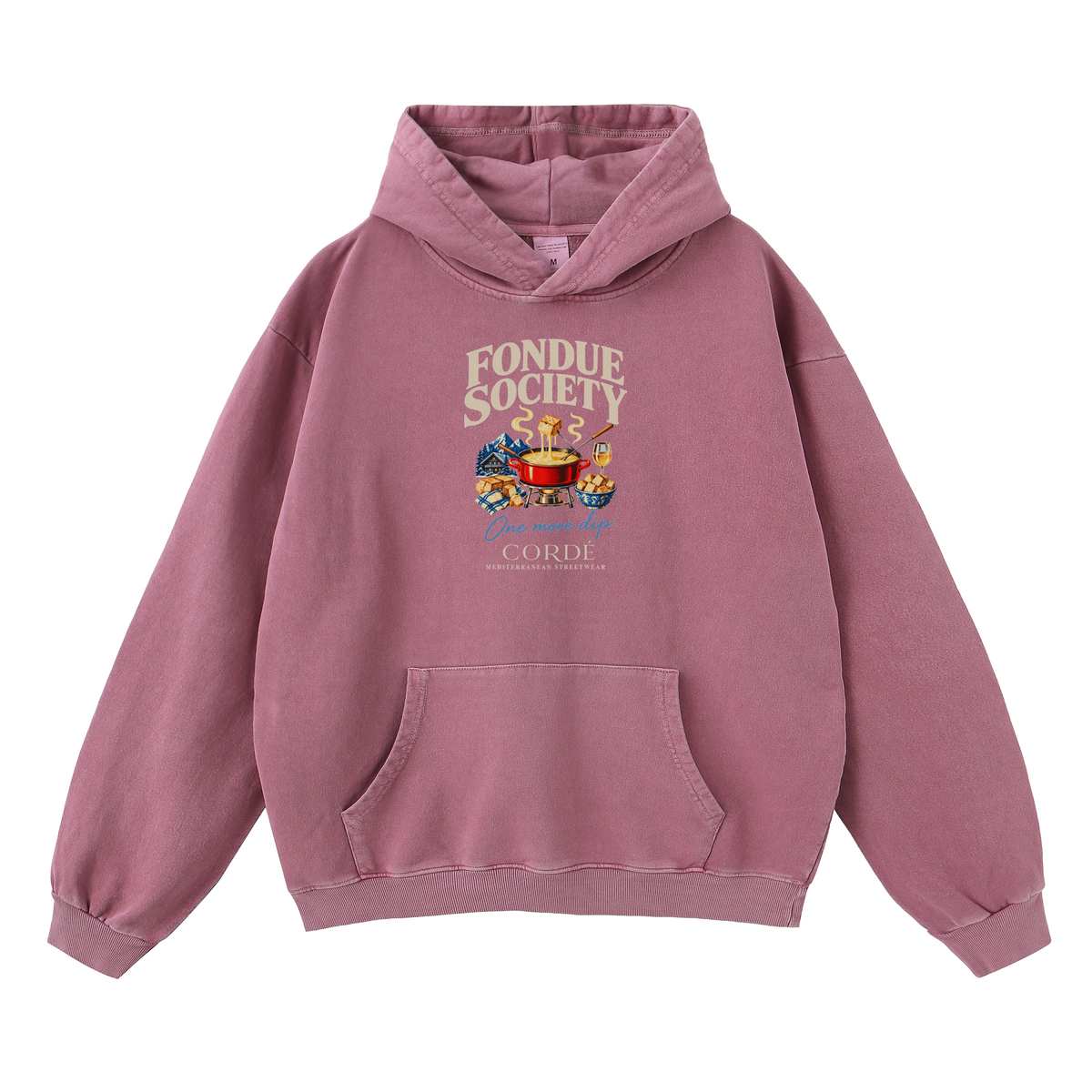 Fondue Society Hoodie – front – digital product visualization R07